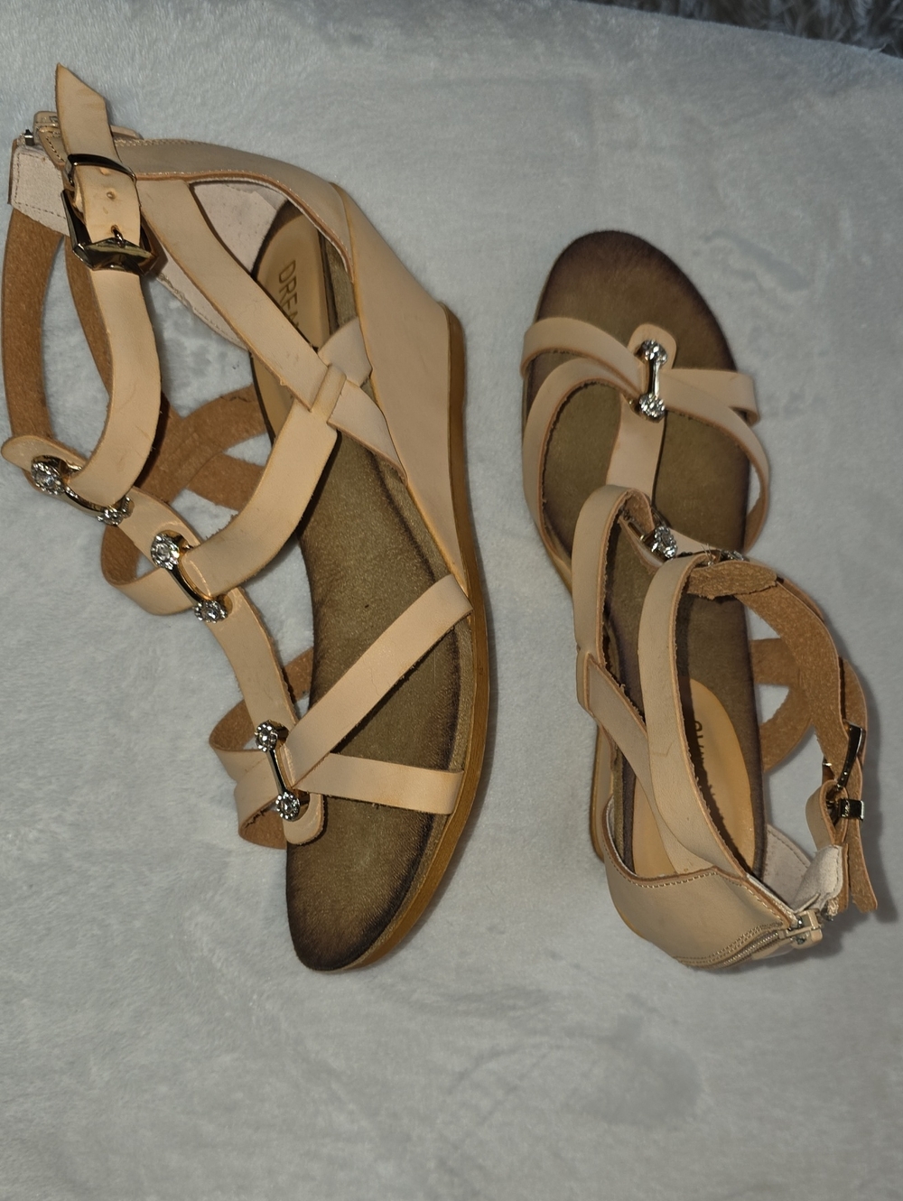 Dream Pairs Beige Strappy Wedge Sandals for Women
